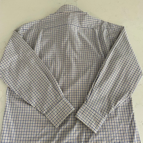 Tommy Hilfiger Ithaca LS Button Down Check Print Dress Shirt Blue Wht Tan Sz 15 - Picture 9 of 12
